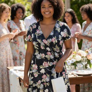 🌸 NWT Signature by Robbie Bee Floral Wrap Dress | 2X | Work-to-Weekend🌸